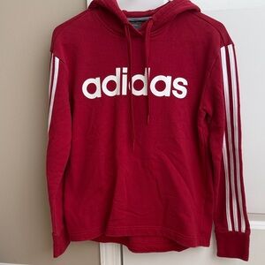 Adidas women’s Red Hoodie with White Stripes